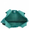 Włoska Torebka Skórzana Shopper Bag z Kosmetyczką Turkusowa